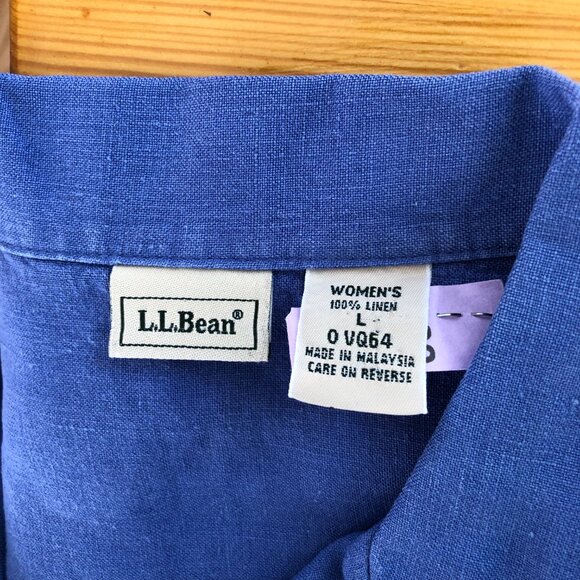 L.L. Bean 100% Linen Button Down Short-Sleeved Blouse - Picture 3 of 3